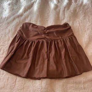 Green Shimmer Ruffle Mini Skirt